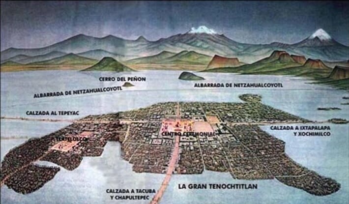 Map of the Mexica Empire, capital of the Aztec Empire