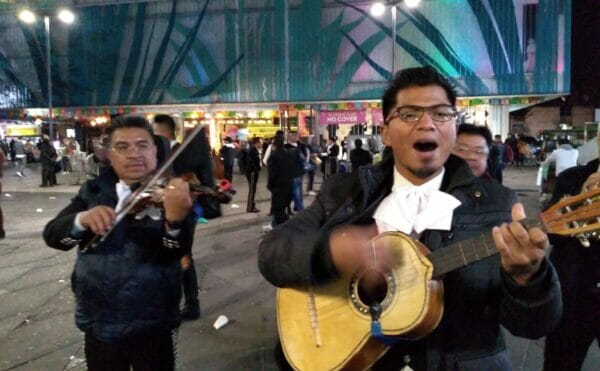 Mexican mariachi playing music