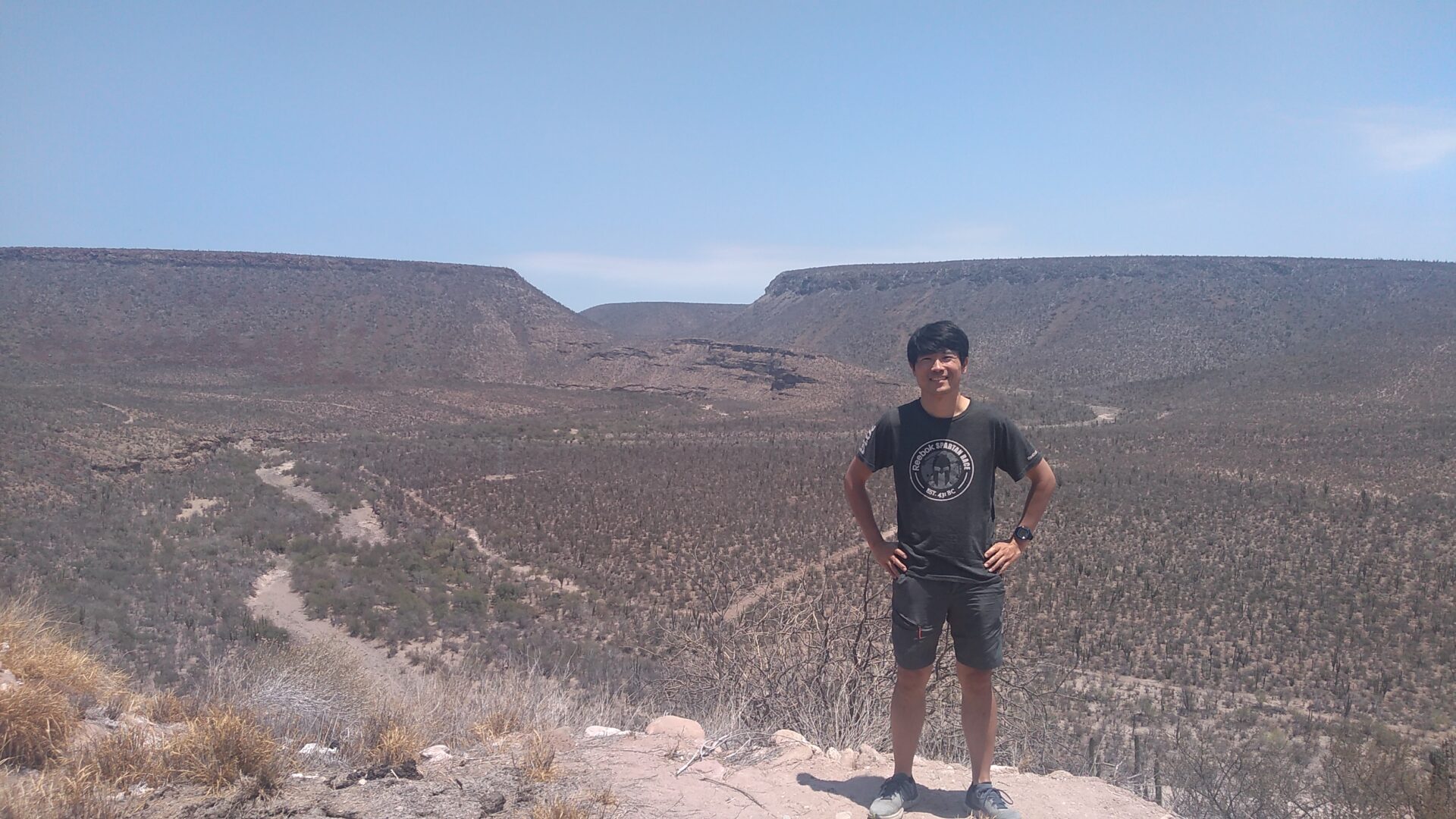 Mexico guide Isao Iwasaki posing in the desert