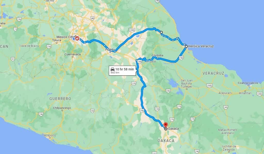 Map Veracruz Oaxaca | メキシコのプライベートツアー | MCT