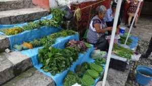 メキシコの田舎町の青空市場
